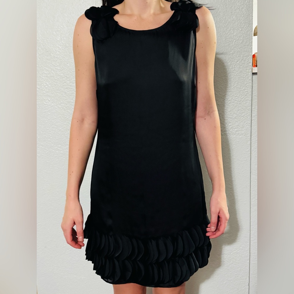ASOS Black Ruffle Hem Mini Dress - Picture 2 of 11